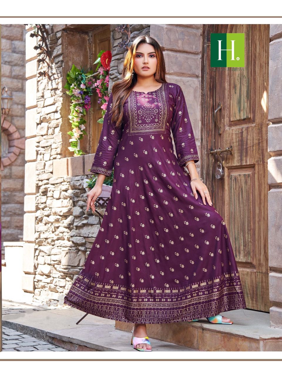 Hirwa Golden Surili Festive Wear Wholesale Anarkali Kurti Catalog